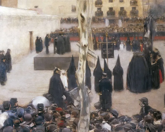 Framed Print : CASAS i CARBO, Ramn (1866-1932). Garrote vil. 1894. Left central detail. Modernism. Oil on canvas. SPAIN. Madrid. Reina Sofia Art Centre National Museum