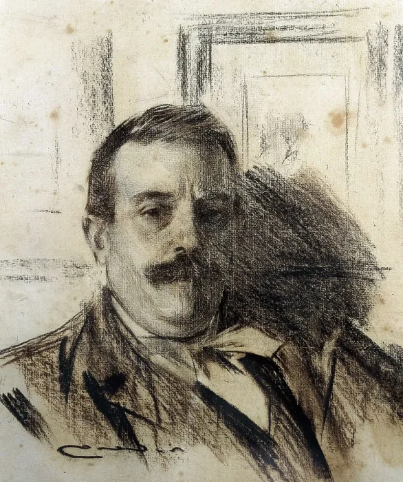 Framed Print : CASAS i CARBO, Ramn (1866-1932). Portrait of Raimon Casellas. ca. 1897 - ca. 1900. Charcoal and cont crayon on Ingres paper. Surrealism. Drawing. SPAIN. Barcelona