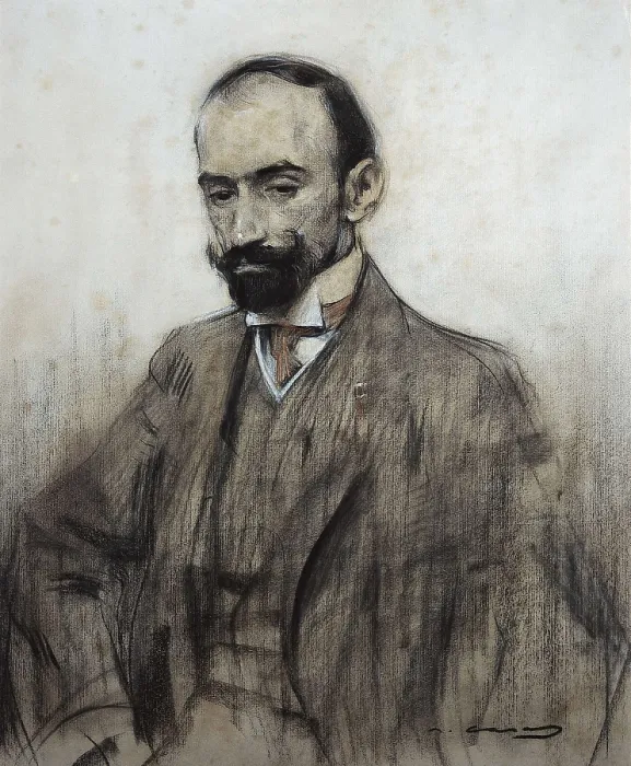 Framed Print : CASAS i CARBO, Ramn (1866-1932). Portrait of Jacinto Benavente. 1899 - 1905. Pencil, charcoal and pastel drawing. Modernism. Drawing. SPAIN. Barcelona