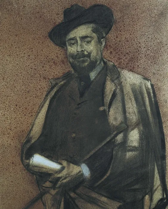 Framed Print : CASAS i CARBO, Ramn (1866-1932). Portrait of Pompeu Gener i Babot. 1899 - 1905. Charcoal, cont crayon and gouache drawing. Modernism. Drawing. SPAIN. Barcelona