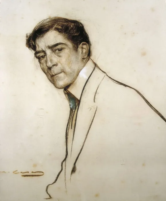 Framed Print : CASAS i CARBO, Ramn (1866-1932). Portrait of Alejandro de Riquer. 1899 - 1905. Charcoal and pastel on paper. Modernism. Drawing. SPAIN. Barcelona