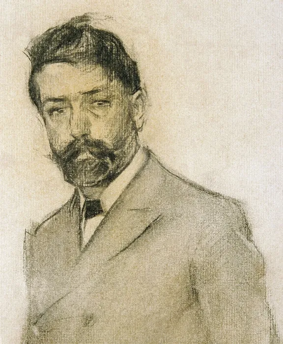 Framed Print : CASAS i CARBO, Ramn (1866-1932). Portrait of Llus Graner. 1899 - 1905. Dtail. Modernism. Drawing. SPAIN. Barcelona. National Art Museum of Catalonia
