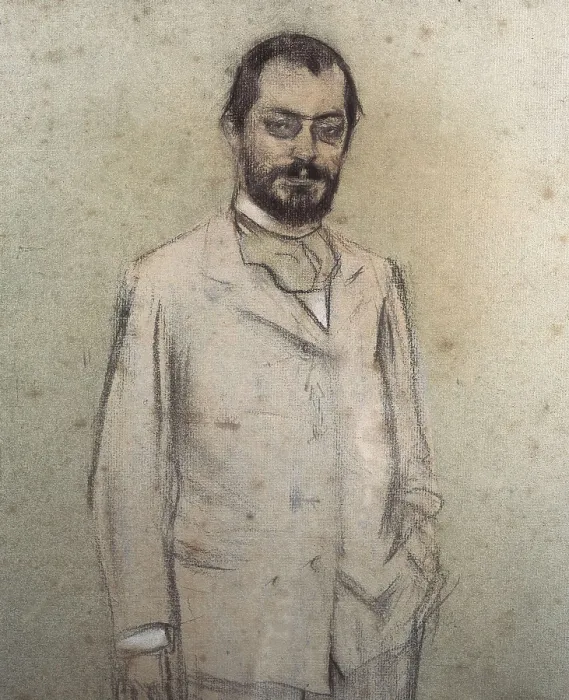 Framed Print : CASAS i CARBO, Ramn (1866-1932). Portrait of Josep Puig i Cadafalch. 1899 - 1905. Charcoal and pastel on paper. Modernism. Drawing. SPAIN. Barcelona