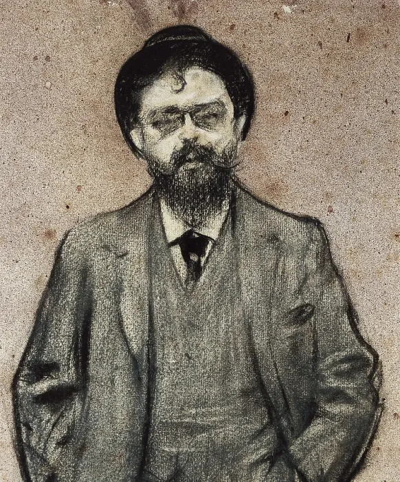 Framed Print : CASAS i CARBO, Ramn (1866-1932). Portrait of Isaac Albniz. ca. 1897 - ca. 1899. Dtail. Modernism. Drawing. SPAIN. Barcelona. National Art Museum of Catalonia