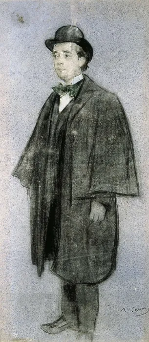 Framed Print : CASAS i CARBO, Ramn (1866-1932). Portrait of Adrin Gual. 1899 - 1905. Detail. Drawing in charcoal and pastel. Modernism. Drawing. SPAIN. Barcelona
