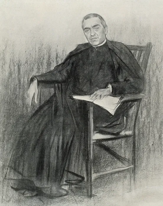 Framed Print : CASAS i CARBO, Ramon (1866-1932). Portrait of Jacint Verdaguer. Modernism. Drawing. - J. Bedmar / Iberfoto / Everett Collection (131018)**US SALES ONLY**