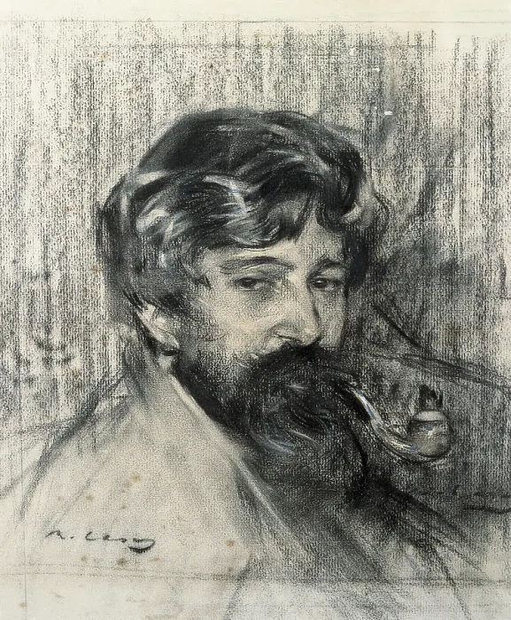 Framed Print : CASAS i CARBO, Ramon (1866-1932). Portrait of Santiago Rusinol. ca. 1897. Detail. Charcoal and conte crayon with touches of white gouache. Modernism. Drawing. SPAIN. Barcelona Framed Print : CASAS i CARBO, Ramon (1866-1932). Portrait of Santiago Rusinol. ca. 1897. Detail. Charcoal and conte crayon with touches of white gouache. Modernism. Drawing. SPAIN. Barcelona