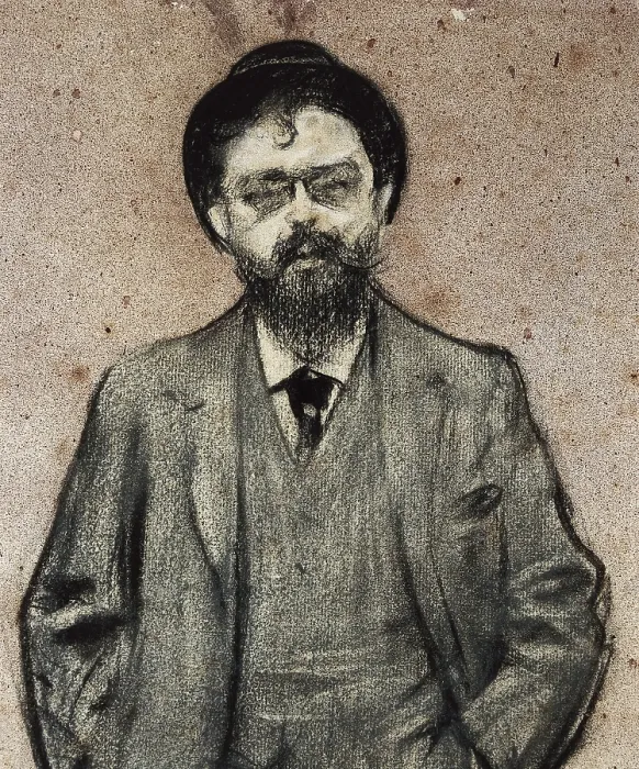 Framed Print : CASAS i CARBO, Ramon (1866-1932). Portrait of Isaac Albeniz. ca. 1897 - ca. 1899. Detail. Modernism. Drawing. SPAIN. Barcelona. National Art Museum of Catalonia