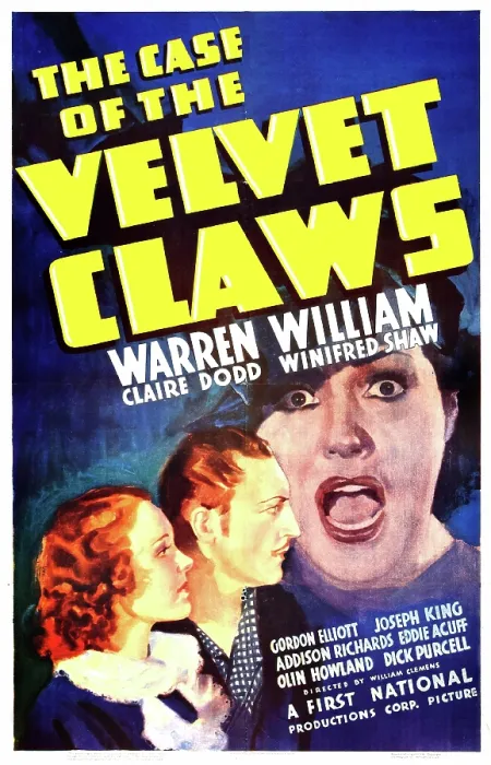 Framed Print : THE CASE OF THE VELVET CLAWS, US poster art, from left: Claire Dodd as Della Street, Warren William as Perry Mason, Wini Shaw, 1936 Framed Print : THE CASE OF THE VELVET CLAWS, US poster art, from left: Claire Dodd as Della Street, Warren William as Perry Mason, Wini Shaw, 1936