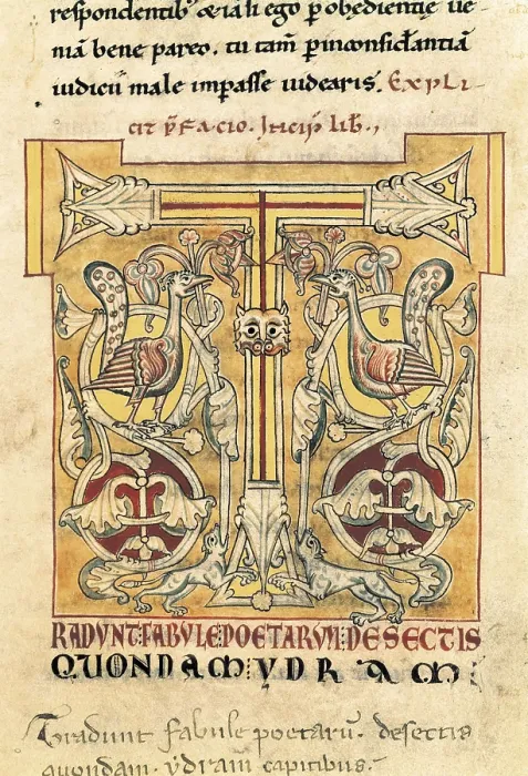 Framed Print : CASIANO, Juan (360-435). Chapter letter of the book 'De Incarnatione Domini contra Nestorium'. Manuscript from the 12th c. Romanesque art. Miniature Painting. SPAIN Framed Print : CASIANO, Juan (360-435). Chapter letter of the book 'De Incarnatione Domini contra Nestorium'. Manuscript from the 12th c. Romanesque art. Miniature Painting. SPAIN