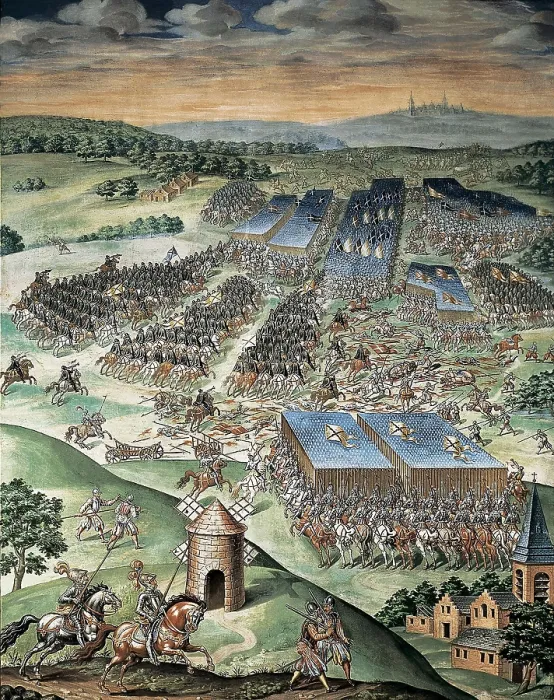 Framed Print : CASTELLO, Fabrizio (1562-1617). Battle of St. 1590-1591. SPAIN. San Lorenzo de El Escorial. Royal Monastery of San Lorenzo de El Escorial