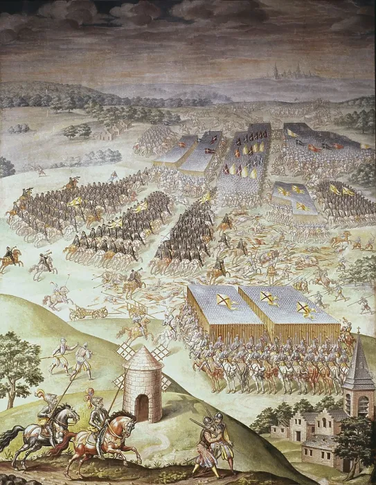 Framed Print : CASTELLO, Fabrizio (1562-1617). Battle of St. Quentin. 1590-1591. SPAIN. San Lorenzo de El Escorial. Royal Monastery of San Lorenzo de El Escorial