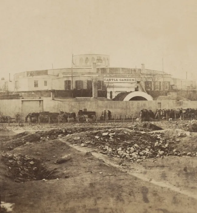 Framed Print : Castle Garden c. 1865, when it was America's first official immigration center. From 1855 to 1890, the Castle was America's first official immigration center