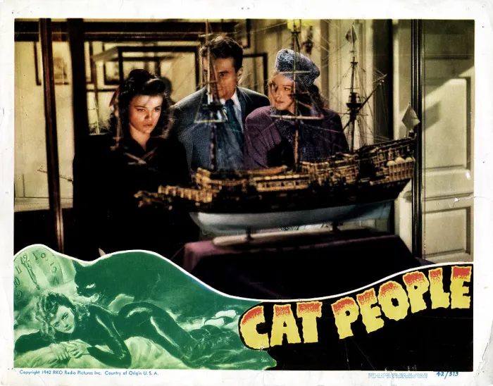 Framed Print : CAT PEOPLE, from left, Simone Simon, Kent Smith, Jane Randolph, 1942