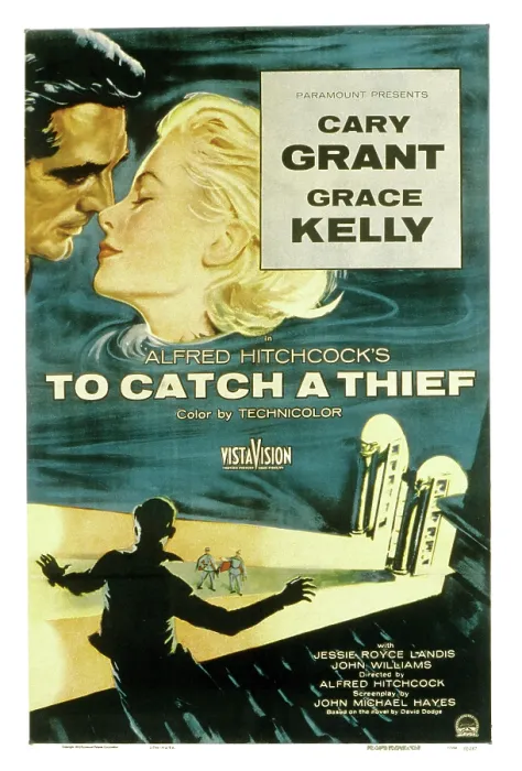 Framed Print : TO CATCH A THIEF, Poster Art, Cary Grant, Grace Kelly, 1955