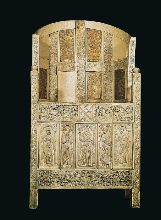 Framed Print : Cathedral of Bishop Maximianus of Ravenna. 6th c. ITALY. Ravenna. Archbishop's Museum. Early Byzantine art. Furniture. AISA / Everett Collection**US SALES ONLY**