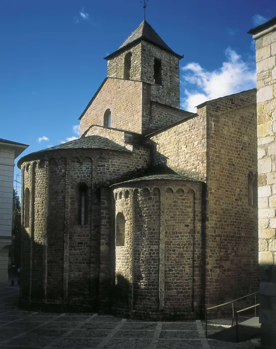 Framed Print : Cathedral of Santa Maria. 12th-13th c. SPAIN. CATALONIA. LLEIDA. La Seu d'Urgell. Cathedral. Apse. Outside. Romanesque art. Architecture