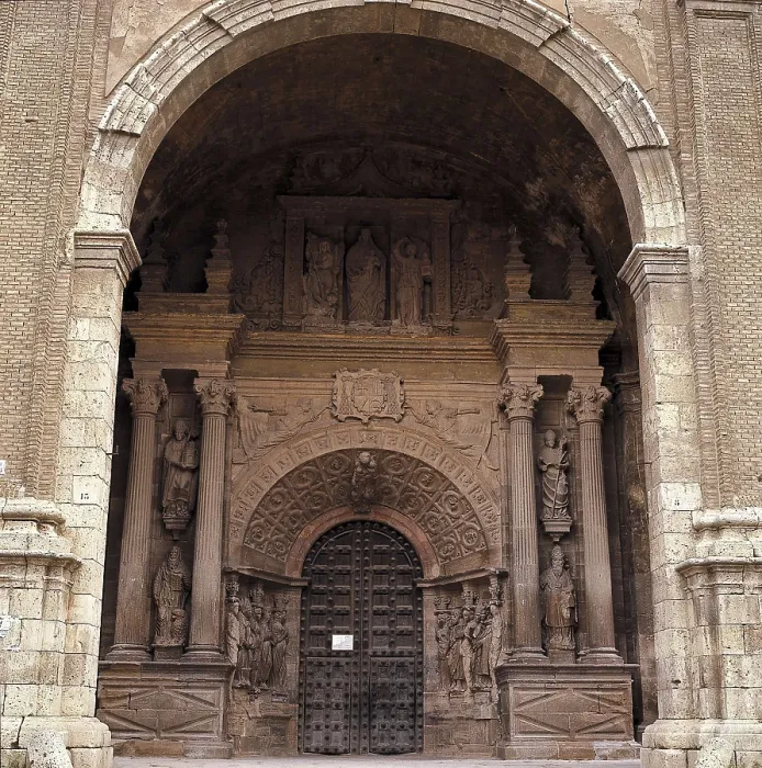 Framed Print : Cathedral of Santa Maria de la Huerta. 12th-16th c. SPAIN. ARAGON. ZARAGOZA. Tarazona. Cathedral of Santa Maria de la Huerta. Gate (c. 1578). Renaissance art. Architecture