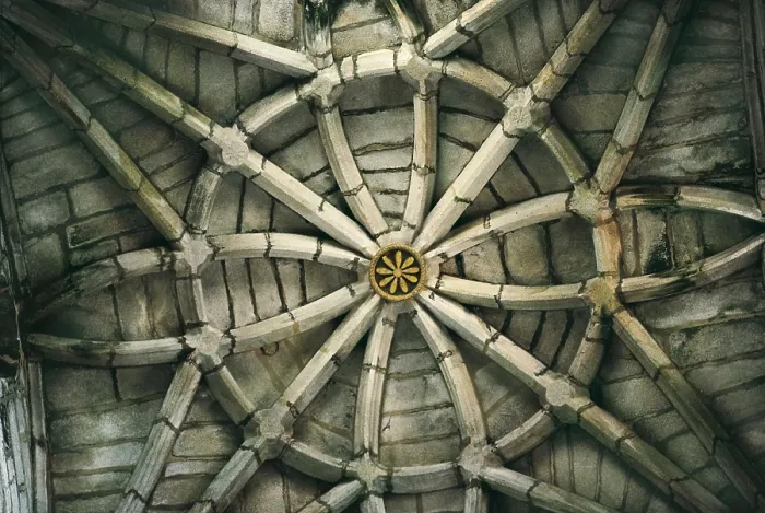 Framed Print : Cathedral of Santa Maria de Tui. 1120-1225. SPAIN. Tuy. Cathedral. Groined vault in the cupola. Gothic art. ; Romanesque art. Architecture