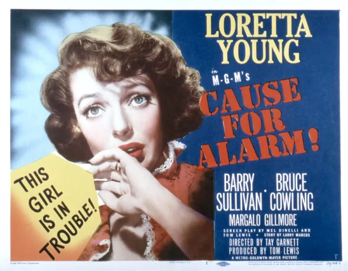 Framed Print : CAUSE FOR ALARM!, Loretta Young, 1951