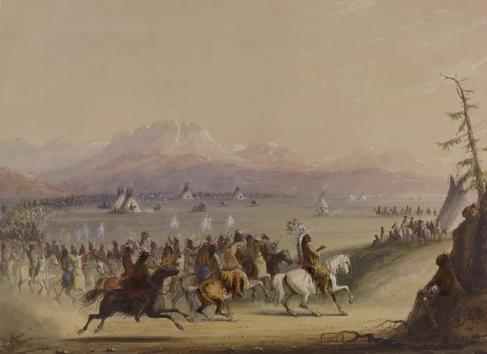 Framed Print : CAVALCADE, 1858-1860, by Alfred Jacob Miller, painting, watercolor on paper