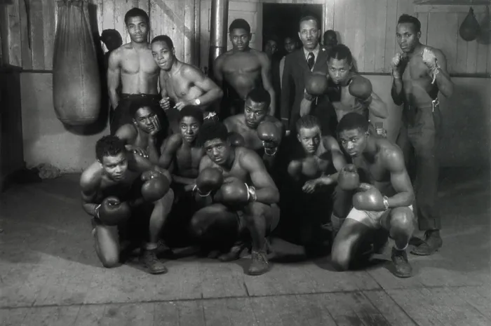 Framed Print : CCC Boxing team of Company 2603, Danville, Illinois, 1936-39. They were in a segregated African American Civilian Conservation Corps unit. (BSLOC_2013_7_73)