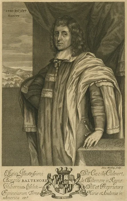 Framed Print : Cecil Calvert, 2nd Lord Baltimore, in portrait engraving by Abraham Blootelingh, ca. 1640-1659