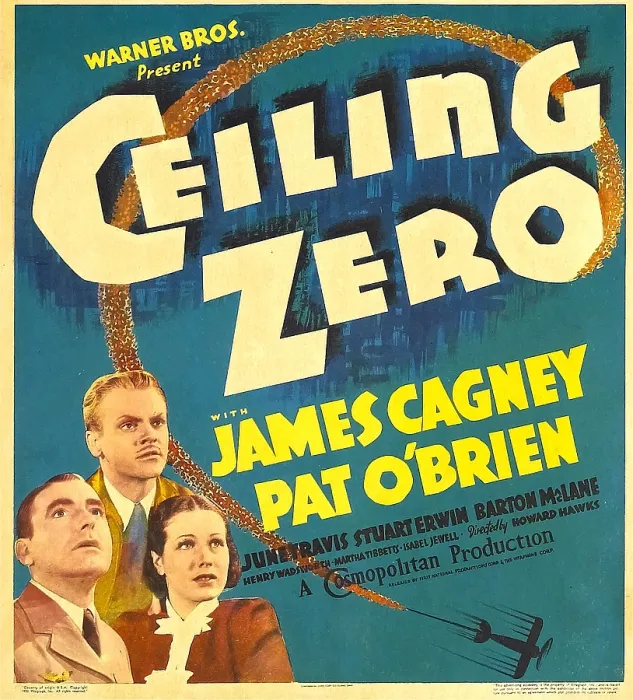 Framed Print : CEILING ZERO, from left: Pat O'Brien, James Cagney, June Travis on window card, 1936