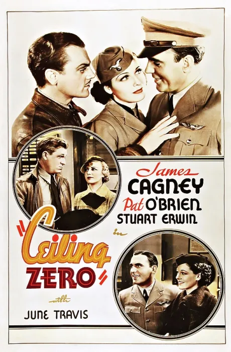 Framed Print : CEILING ZERO, US poster art, top from left: James Cagney, June Travis, Pat O'Brien; middle: Stu Erwin, Isabel Jewell; bottom: Pat O'Brien, Martha Tibbetts, 1936