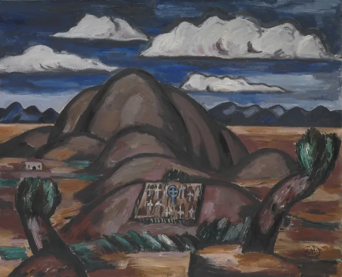 Framed Print : CEMETERY, NEW MEXICO, by Marsden Hartley, 1924, American painting, oil on canvas