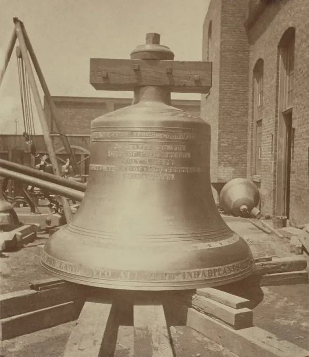 Framed Print : The Centennial Bell, was a replica of the Liberty Bell, as seen in the foundry where it was cast in 1776