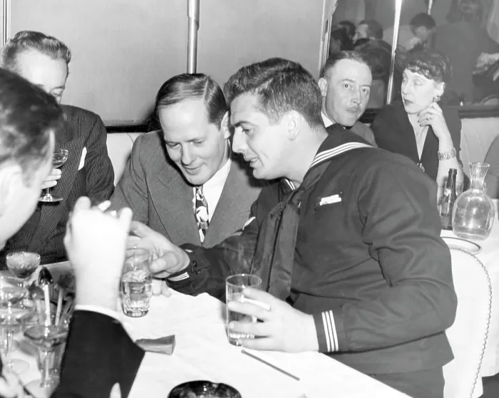 Framed Print : center: Sherman Billingsley and Victor Mature at the Stork Club, New York, 1942.. Courtesy: CSU Archives / Everett Collection Framed Print : center: Sherman Billingsley and Victor Mature at the Stork Club, New York, 1942.. Courtesy: CSU Archives / Everett Collection