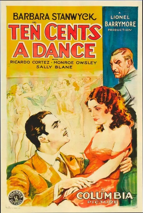 Framed Print : TEN CENTS A DANCE, foreground from left on US poster art: Ricardo Cortez, Barbara Stanwyck, 1931 Framed Print : TEN CENTS A DANCE, foreground from left on US poster art: Ricardo Cortez, Barbara Stanwyck, 1931