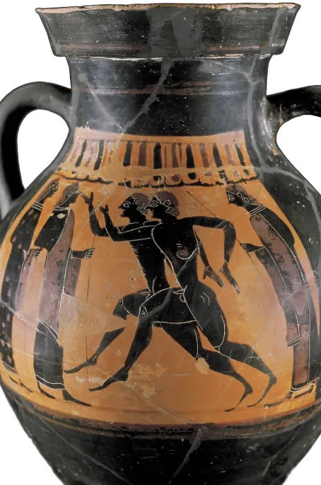 Framed Print : Ceramic vessel decorated with some figures of black athletes. Classical Greek art. Ceramics. - BeBa / Iberfoto / Everett Collection (508476)**US SALES ONLY**