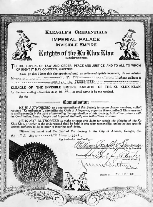 Framed Print : A certificate of membership and position within the KKK, in Illinois, April 20, 1921. (CSU_ALPHA_1190) CSU Archives / Everett Collection