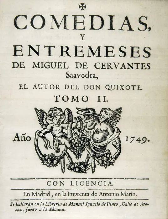 Framed Print : CERVANTES SAAVEDRA, Miguel de (1547-1616). Comedias y Entremeses (Comedies and Interludes). Antonio Marin's edition. Madrid (1749). SPAIN. Madrid. National Library