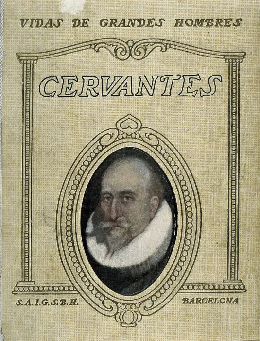 Framed Print : CERVANTES SAAVEDRA, Miguel de (1547-1616). Front page of a biography. AISA / Everett Collection**US SALES ONLY**