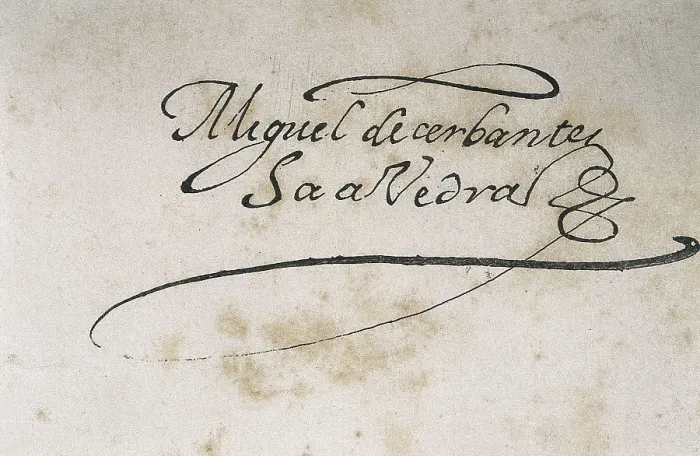 Framed Print : CERVANTES SAAVEDRA, Miguel de (1547-1616). Autographed signature. AISA / Everett Collection**US SALES ONLY**