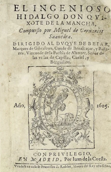 Framed Print : CERVANTES SAAVEDRA, Miguel de (1547-1616). 'The Ingenious Gentleman Don Quixote of La Mancha'. First edition executed by Juan de la Cuesta. Madrid (1605). SPAIN
