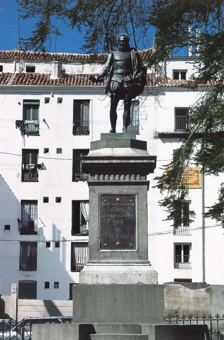 Framed Print : CERVANTES SAAVEDRA, Miguel de (1547-1616). Sculpture on bronze. SPAIN. MADRID (AUTONOMOUS COMMUNITY). Madrid. AISA / Everett Collection**US SALES ONLY**