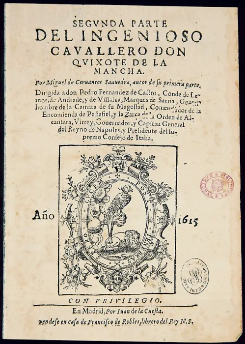 Framed Print : CERVANTES SAAVEDRA, Miguel de (1547-1616). 'The Ingenious Gentleman Don Quixote of La Mancha'. Edition by Juan de la Cuesta. Madrid (1615). SPAIN. Madrid