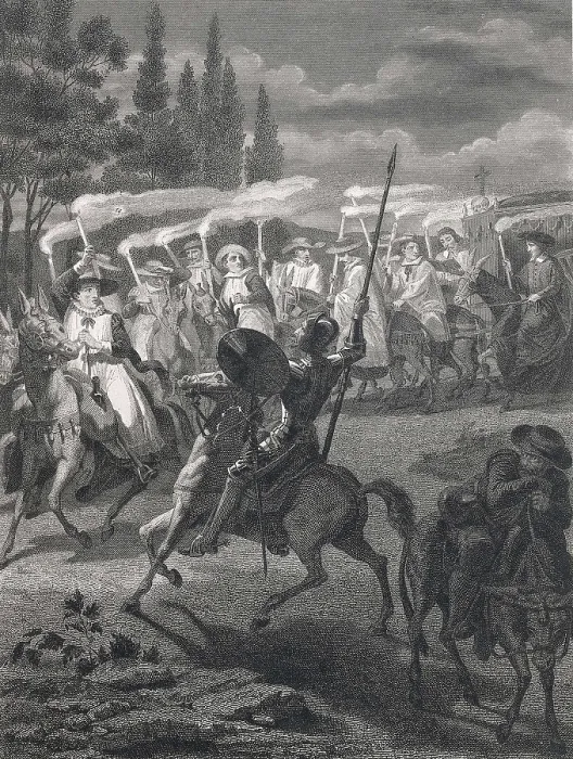 Framed Print : CERVANTES SAAVEDRA, Miguel de (1547-1616). Illustration of 'The Ingenious Gentleman Don Quixote of La Mancha'. Etching. AISA / Everett Collection**US SALES ONLY** Framed Print : CERVANTES SAAVEDRA, Miguel de (1547-1616). Illustration of 'The Ingenious Gentleman Don Quixote of La Mancha'. Etching. AISA / Everett Collection**US SALES ONLY**