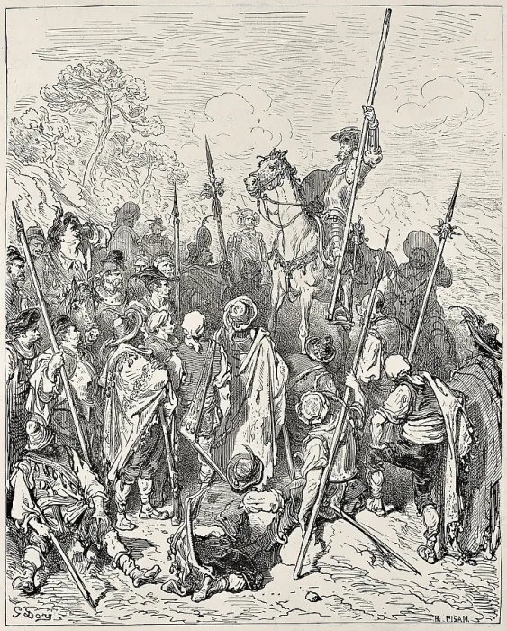 Framed Print : CERVANTES SAAVEDRA, Miguel de (1547-1616); Dore, Paul Gustave (1832-1883). Don Quixote. 1863. Illustration of chapter 27, second part. Etching. SPAIN. Barcelona Framed Print : CERVANTES SAAVEDRA, Miguel de (1547-1616); Dore, Paul Gustave (1832-1883). Don Quixote. 1863. Illustration of chapter 27, second part. Etching. SPAIN. Barcelona