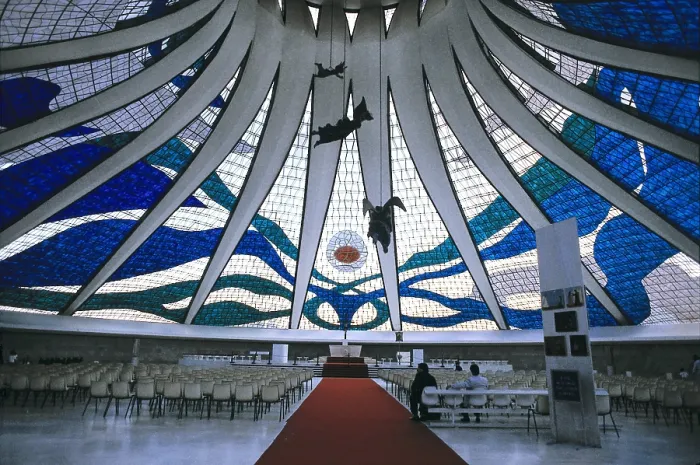 Framed Print : CESCHIATTI, Alfredo (1918-1989); NIEMEYER, Oscar (1907). Metropolitan Cathedral of Brasilia. 1960. BRAZIL. FEDERAL DISTRICT. Brasilia. Circular hall. Sculpture; Architecture Framed Print : CESCHIATTI, Alfredo (1918-1989); NIEMEYER, Oscar (1907). Metropolitan Cathedral of Brasilia. 1960. BRAZIL. FEDERAL DISTRICT. Brasilia. Circular hall. Sculpture; Architecture