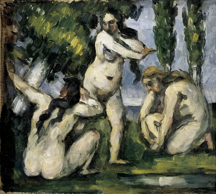 Framed Print : CEZANNE, Paul (1839-1906). Three Bathers (Trois baigneuses). 1875 - 1877. Post-Impressionism. Oil on canvas. FRANCE. Paris. Muse d'Orsay (Orsay Museum)