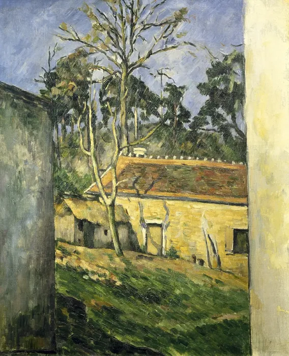 Framed Print : CEZANNE, Paul (1839-1906). Farmyard at Auvers. 1879 - 1880. Post-Impressionism. Oil on canvas. FRANCE. Paris. Musee d'Orsay (Orsay Museum) Framed Print : CEZANNE, Paul (1839-1906). Farmyard at Auvers. 1879 - 1880. Post-Impressionism. Oil on canvas. FRANCE. Paris. Musee d'Orsay (Orsay Museum)