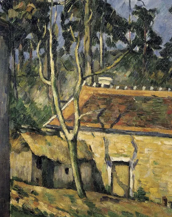 Framed Print : CEZANNE, Paul (1839-1906). Farmyard at Auvers. 1879 - 1880. Detail of the house. Post-Impressionism. Oil on canvas. FRANCE. Paris. Muse d'Orsay (Orsay Museum)