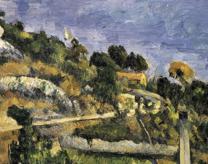 Framed Print : CEZANNE, Paul (1839-1906). L'Estaque. 1878 - 1879. Central detail. View of the Bay of Marseilles. Post-Impressionism. Oil on canvas. FRANCE. Paris