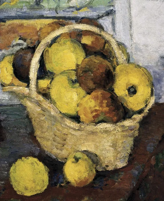Framed Print : CEZANNE, Paul (1839-1906). Still Life with Tureen. 1895. Right central detail of the basket with fruits. Post-Impressionism. Oil on canvas. FRANCE. Paris