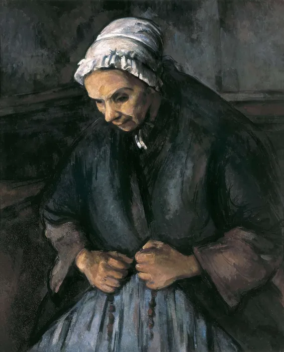 Framed Print : CEZANNE, Paul (1839-1906). An Old Woman with a Rosary. ca. 1896. Post-Impressionism. Oil on canvas. UNITED KINGDOM. London. National Gallery